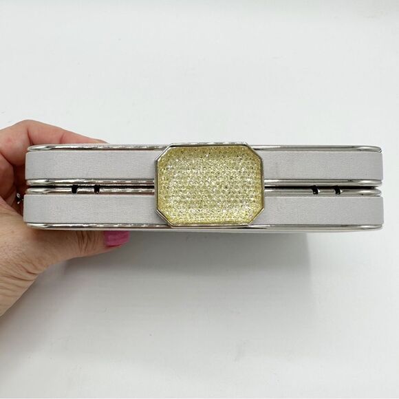 Lulu Townsend Designer Minaudiere Handbag‎ Coin Purse Rhinestone Silver Clutch - Picture 4 of 13
